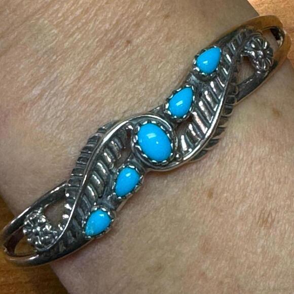 Carolyn Pollack Sterling Sleeping Beauty Turquoise Decorated Bracelet For Women - Picture 6 of 10